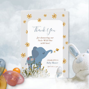 Cute Baby Animals Floral Baby Shower  Thank You Card