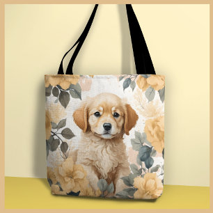 Cute Baby Animals   Golden Retriever Puppy  Tote Bag