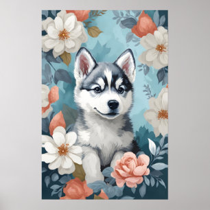 Cute Baby Animals Husky Puppy Poster