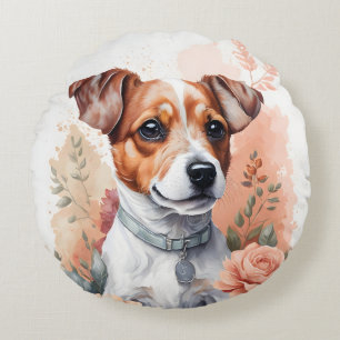 Cute Baby Animals Jack Russels Terrier Puppy Round Cushion