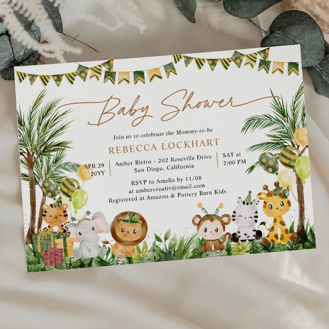 Cute Baby Animals Jungle Party Theme Baby Brunch Invitation (Creator Uploaded)