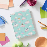 Cute Baby Animals On Clouds Monogram iPad Cover<br><div class="desc">Our ''Cute Baby Fox In The Clouds'' features products in gentle pastel colours with cloud,  balloon and baby fox illustrations. The text is easily customised. Check our store for more items from this collection and contact us for any special requests.</div>