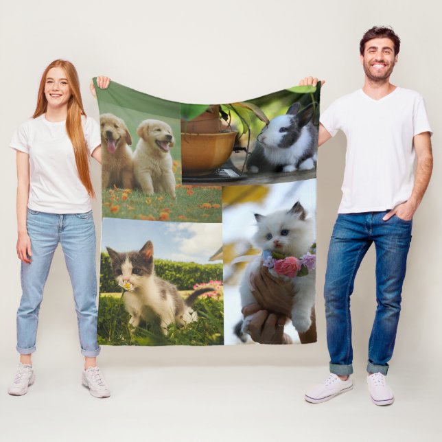 cute baby animals photos fleece blanket (In Situ)