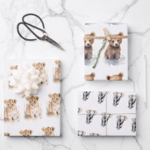 Cute Baby Animals Wrapping Paper Sheet