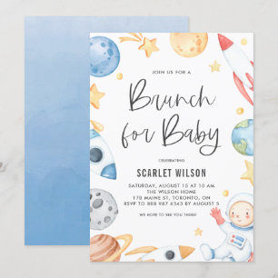 Cute Baby Astronaut Space Theme Brunch for Baby Invitation