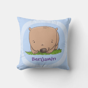 Cute baby Australian wombat cartoon illustration Cushion