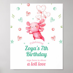 Cute Baby Axolotl Birthday Poster
