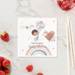 Cute baby Balloon African american kid baby shower Napkin