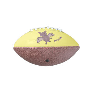Cute baby bat flying cartoon illustration american football