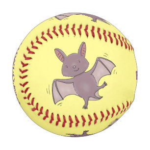 Cute baby bat flying cartoon illustration baseball