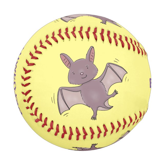Cute baby bat flying cartoon illustration baseball (Front Left)