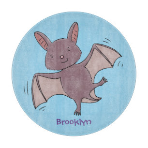 Cute baby bat flying cartoon illustration cutting board