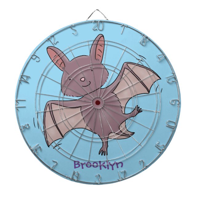 Cute baby bat flying cartoon illustration dartboard (Front)