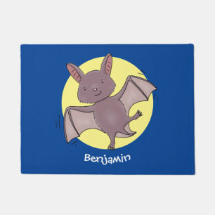 Cute baby bat flying cartoon illustration doormat