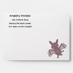 Cute baby bat flying cartoon illustration envelope