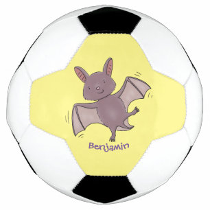 Cute baby bat flying cartoon illustration football