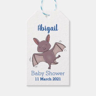 Cute baby bat flying cartoon illustration gift tags