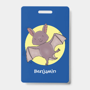 Cute baby bat flying cartoon illustration ID badge