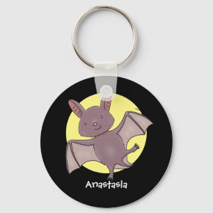 Cute baby bat flying cartoon illustration key ring