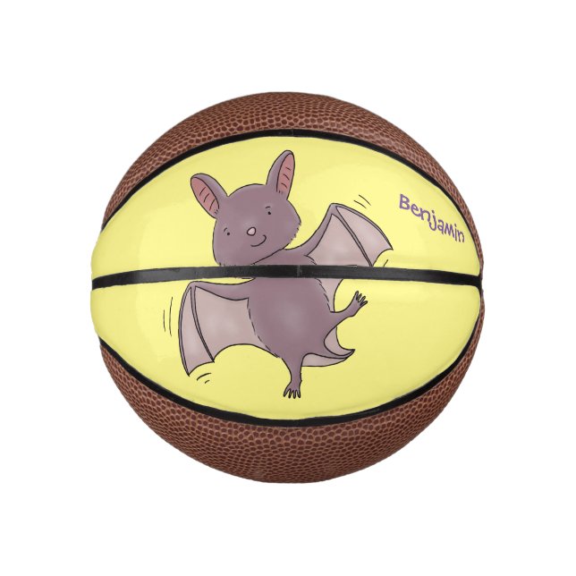 Cute baby bat flying cartoon illustration mini basketball (Front)