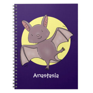 Cute baby bat flying cartoon illustration notebook