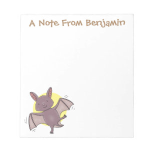 Cute baby bat flying cartoon illustration notepad