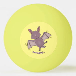 Cute baby bat flying cartoon illustration ping pong ball