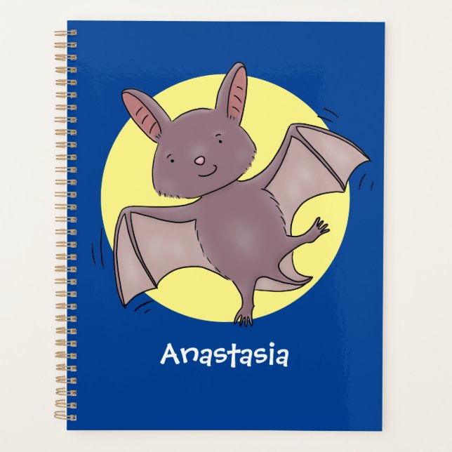 Cute baby bat flying cartoon illustration planner (Front)