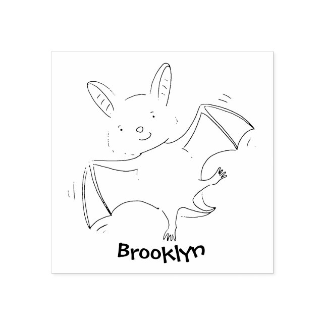 Cute baby bat flying cartoon illustration rubber stamp (Imprint)