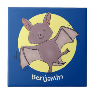Cute baby bat flying cartoon illustration tile