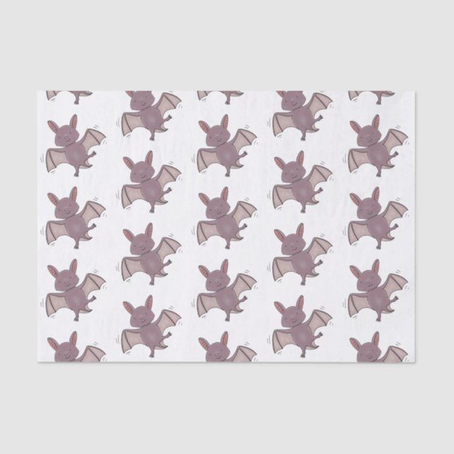 Cute baby bat flying cartoon illustration tissue paper (Front)