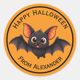 Cute Baby Bat Personalised Halloween Classic Round Sticker