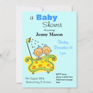 Cute Baby Bath Twin Shower Invite  