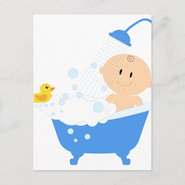 Cute Baby Bathtub Invitation Postcard (Front)