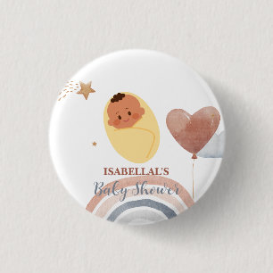 Cute baby bear African american boys baby shower 3 Cm Round Badge