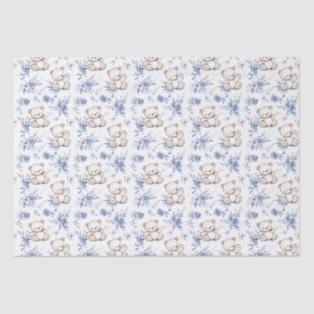 Cute Baby Bear and baby shower  Tissue Paper (Front)