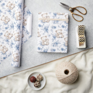 Cute Baby Bear and baby shower Wrapping Paper