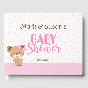 Cute Baby Bear Baby Shower Guest Book - Girl