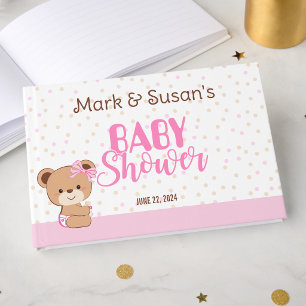 Cute Baby Bear Baby Shower Guest Book - Girl