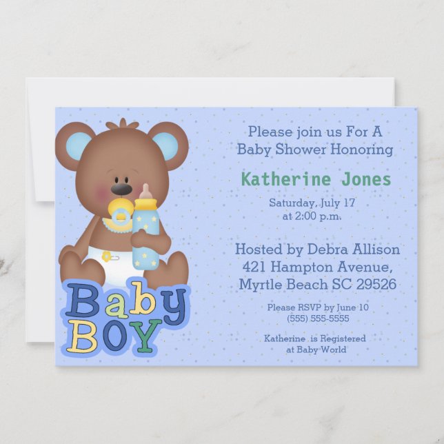 Cute Baby Bear Baby Shower Invitation (Front)