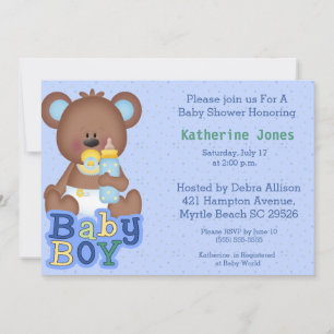 Cute Baby Bear Baby Shower Invitation