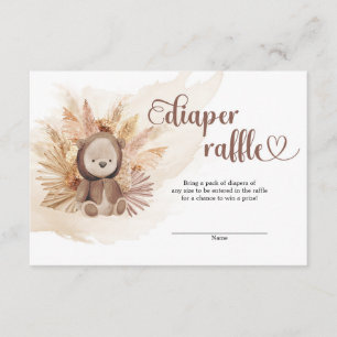 Cute baby bear brown sweatshirt diaper raffle enclosure card