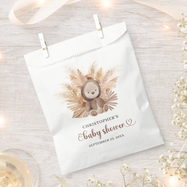 Cute baby bear brown sweatshirt tropical palm favour bags (Clipped)