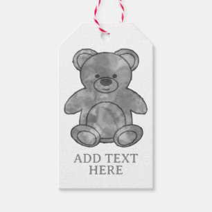 Cute Baby Bear In Black and White Custom Text Gift Tags