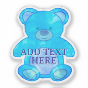 Cute Baby Bear In Blue Custom Text