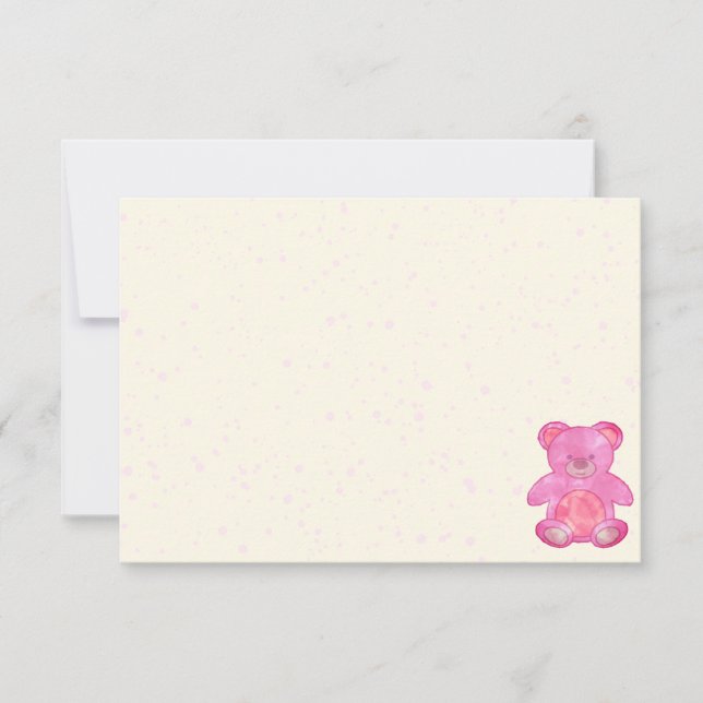 Cute Baby Bear In Pink Blank Cream Off White Card (Front)