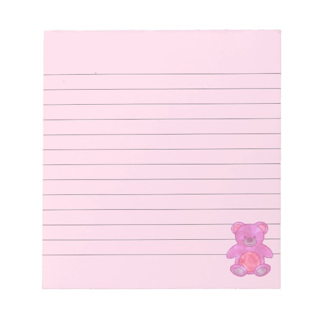 Cute Baby Bear In Pink Custom  Notepad (Front)