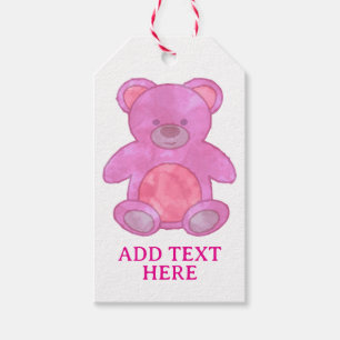 Cute Baby Bear In Pink Custom Text Gift Tags