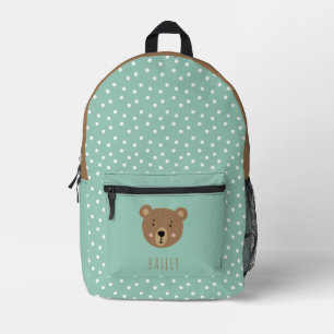Cute baby bear modern blue kids printed backpack