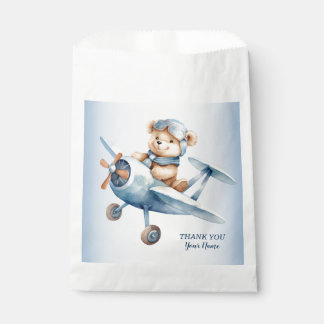 Cute Baby Bear Pilot Blue Aeroplane Beautiful Favour Bags